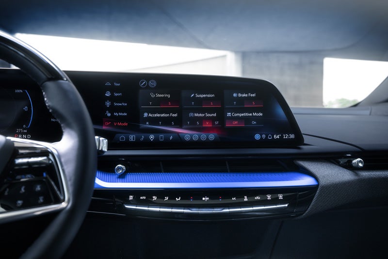 The 2026 OPTIQ-V Display Screen Displaying the V-Mode Settings | Cadillac of Marion in Marion IL
